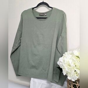 Croft & Barrow (Women/Stretch) long-sleeved top | Plus-sized 3X | Dusty Green